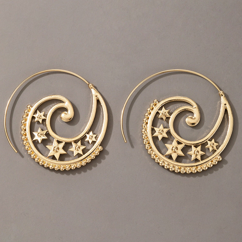 Gear Shaped Heart Shaped Retro Ear Jewelry Wholesale