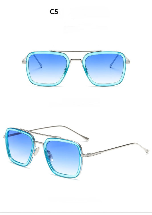 New Fashion Sunglasses Men Metal Square Iron Glasses