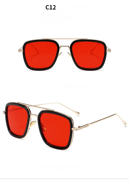 New Fashion Sunglasses Men Metal Square Iron Glasses