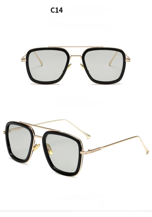 New Fashion Sunglasses Men Metal Square Iron Glasses