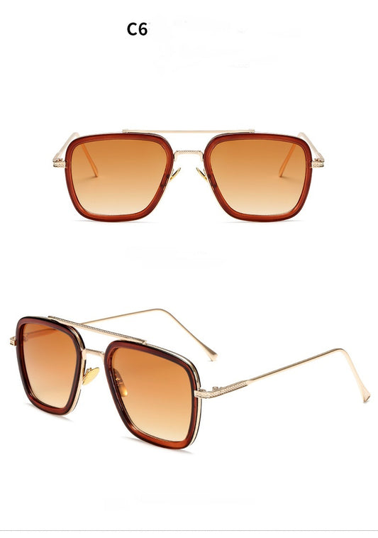 New Fashion Sunglasses Men Metal Square Iron Glasses