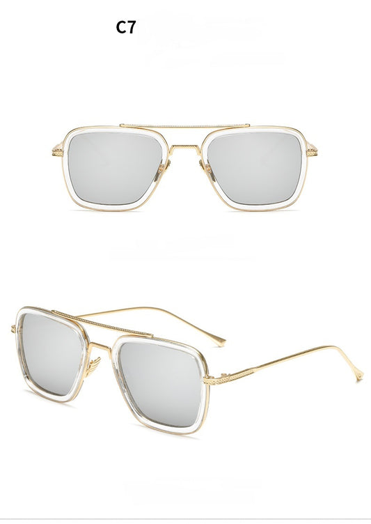 New Fashion Sunglasses Men Metal Square Iron Glasses