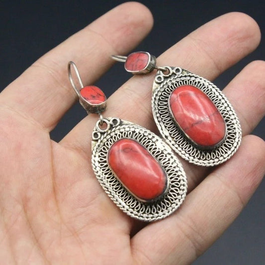 New Fashion Turquoise Exaggerating Pendant Earrings For Women