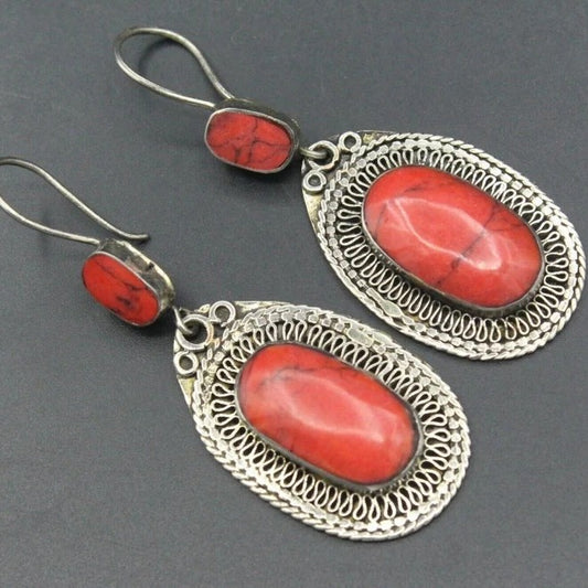 New Fashion Turquoise Exaggerating Pendant Earrings For Women