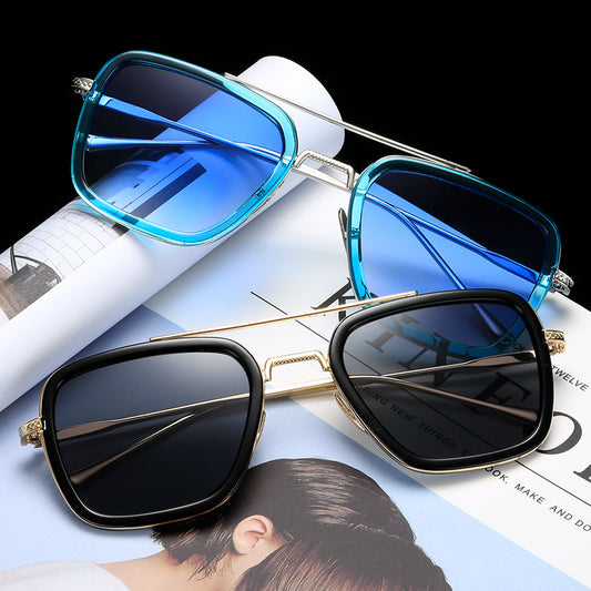 New Fashion Sunglasses Men Metal Square Iron Glasses
