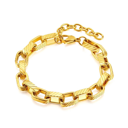 Hip Hop Stainless Steel Trendy Twill Men's And Women's Bracelet